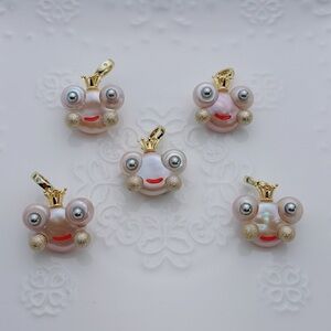 26P161 Handmade freshwater Baroque Pearl Cute  Frog Detachable Pendants